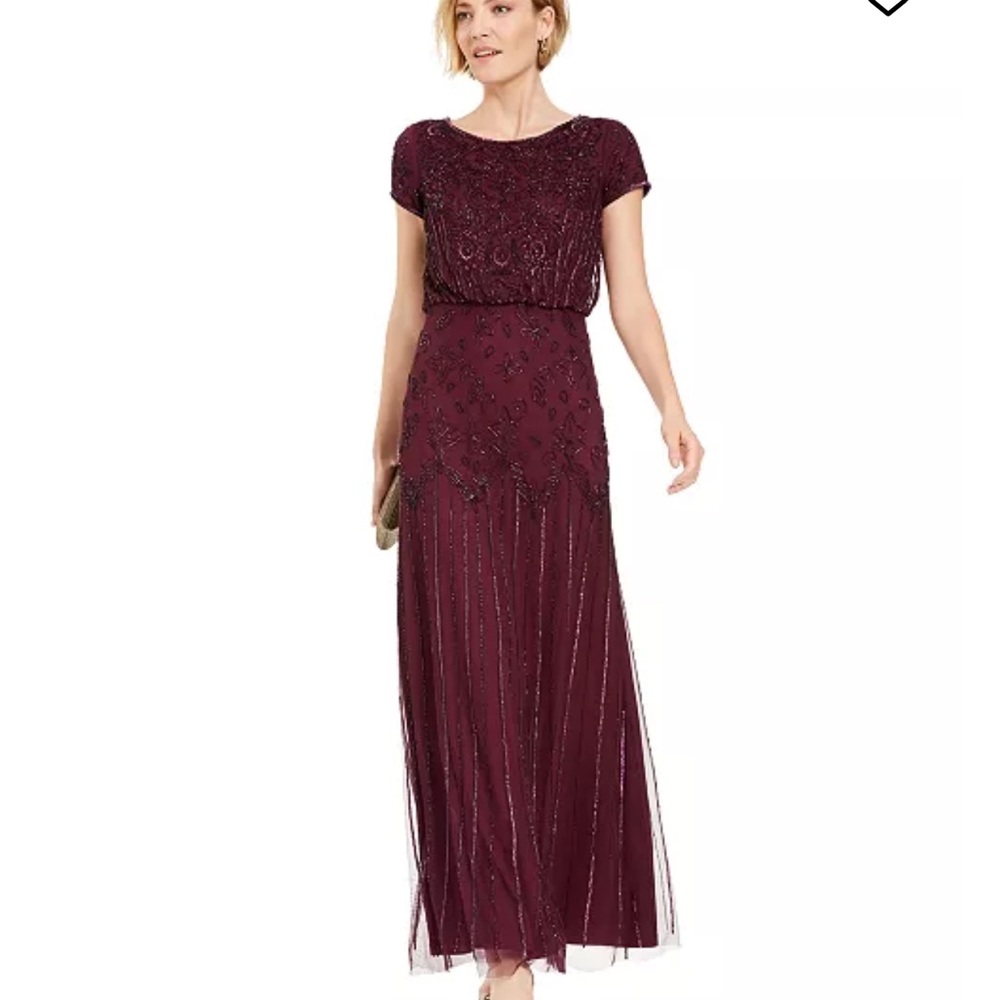 Adrianna Papell LIKE NEW Burgundy Beaded Gown Dress Size 4/Small
